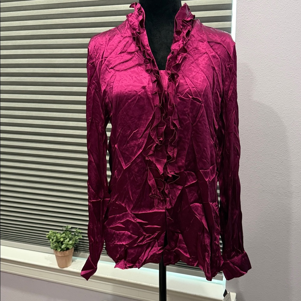 Anne Klein Fuchsia Ruffle Blouse